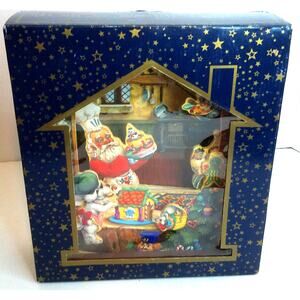Vintage Fortunoff Musical Chef Santa In The Bakery Animated Christmas Decor New